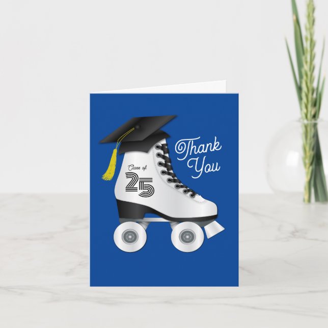Invitation Roller Skate Graduation Party Patinage Rink Blue (Devant)