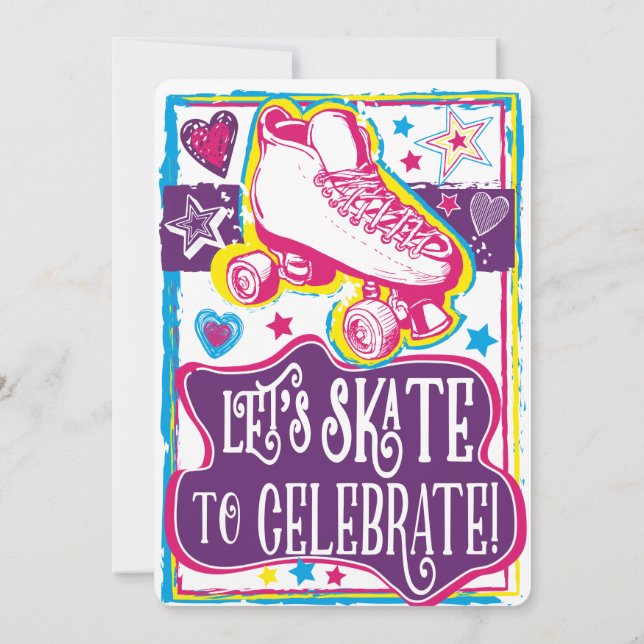 Invitation Roller Skating Girls Anniversaire patinoire Invita (Dos)