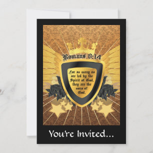 Invitation Romains 8:14 en or, Fils de Dieu