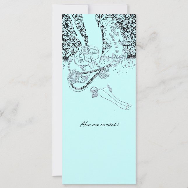 INVITATION ROMANCE / AMANTS ROMANTIQUES BLEU TURQUOISE FÊTE D (Devant)