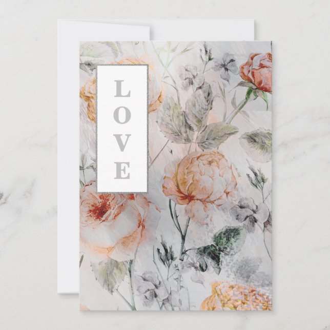 Invitation *~ Romance AR26 Fleur QR RSVP Mariage Vintage (Devant)