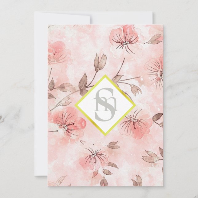 Invitation *~ Romance Blush AR26 Flower LOVE QR RSVP Mariage (Devant)