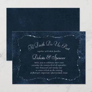 Invitation Romance de la marine de minuit   Blue Satiny Grung