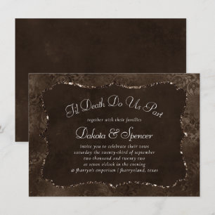Invitation Romance en bronze de minuit Satiny Grunge Damask