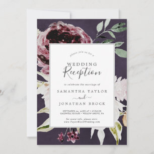 Invitation Romance Floral   Réception de Mariage au Plum