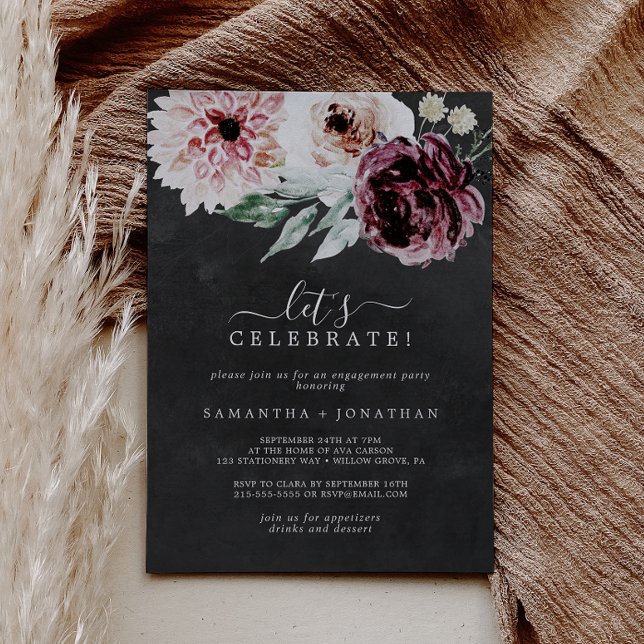 Invitation Romance florale | Gray Fêtons (Créateur téléchargé)