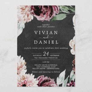 Invitation Romance florale   Mariage Décontracté gris