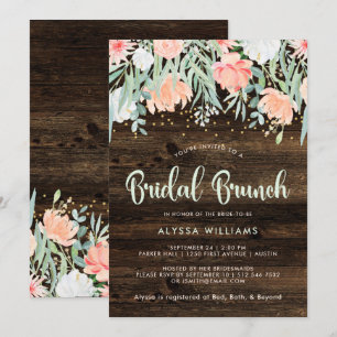Invitation Romance florale rustique   Brunch nuptial
