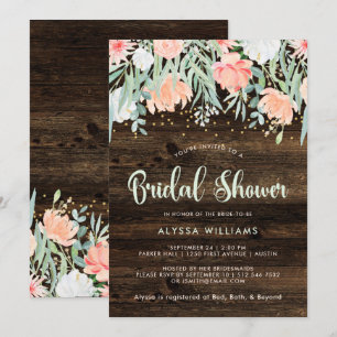Invitation Romance florale rustique   FÊTE DES MARIÉES