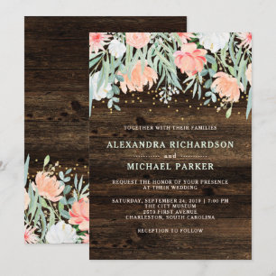 Invitation Romance florale rustique   Mariage aquarelle