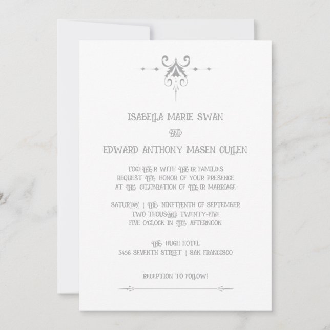 Invitation Romance Lovely Bella et Edward Mariage (Devant)