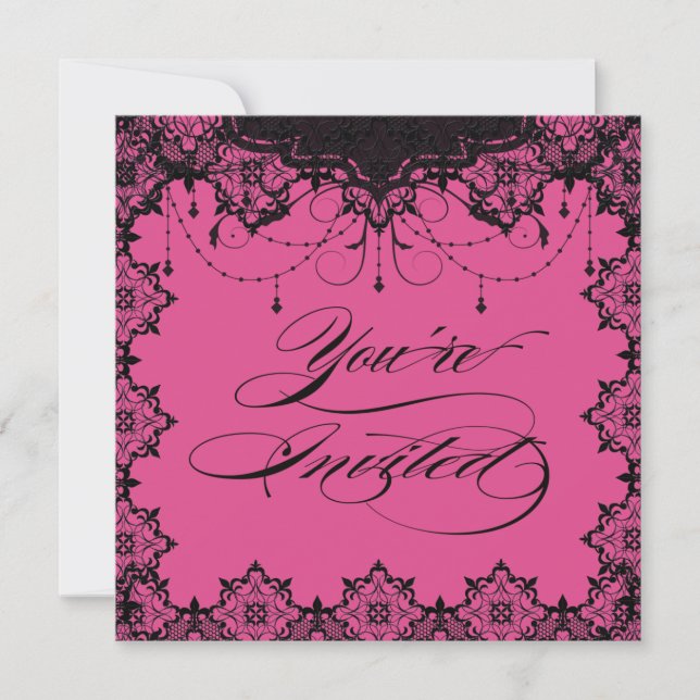 Invitation Romance resplendissante de rose de (Devant)