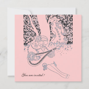 INVITATION ROMANCE /ROMANTIQUE AMATEURS DE MARIAGE ROSE NOIR