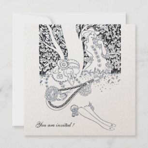 INVITATION ROMANCE, ROMANTIQUE AMOUREUX BLACK WHITE MARIAGE P