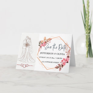 Invitation Romance rustique Sauvez la date - Floral Vintage c
