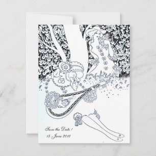 Invitation ROMANCE, SAUVEGARDEZ LA DATE, noir et blanc