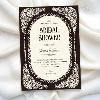 Invitation Romance sombre mariage victorien en dentelle