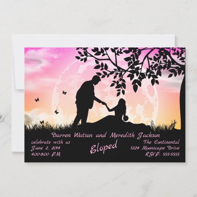 Invitation Romance sous Elopement Lune Orange Rose (Devant)