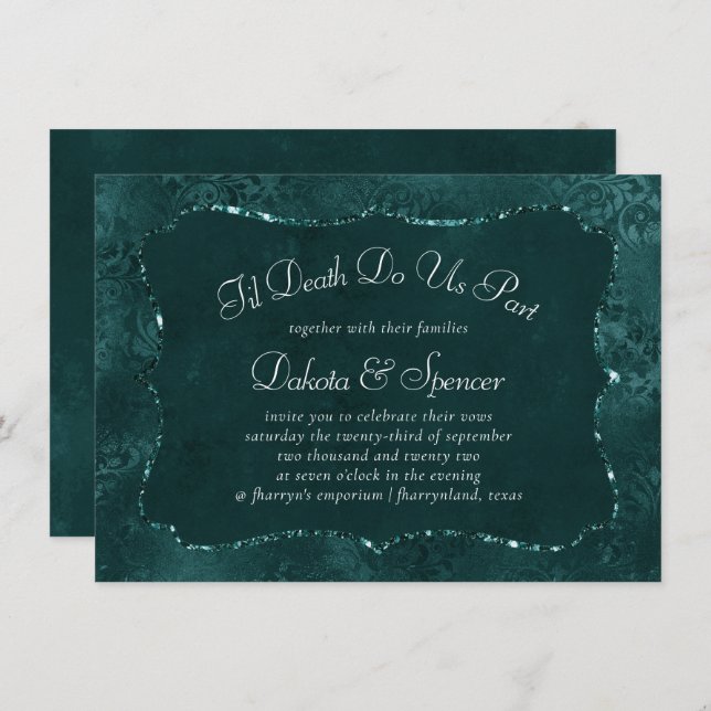 Invitation Romance Turquoise de minuit | Dark Satiny Grunge M (Devant / Derrière)