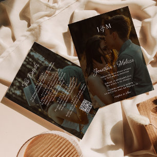 Invitation Romantic 2 Script photo superposition QR Code Mari