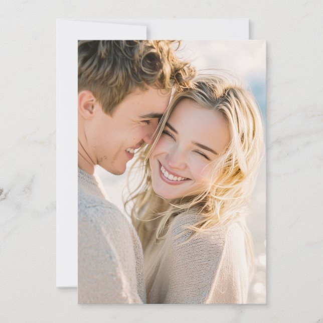 Invitation Romantic Beige Candid Photo (Devant)