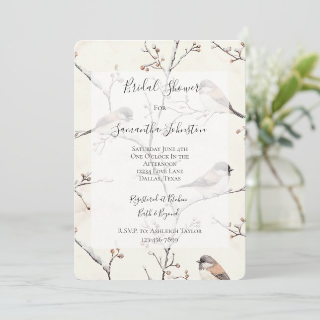 Invitation Romantic Birds in a Tree Bridal Shower (Debout devant)