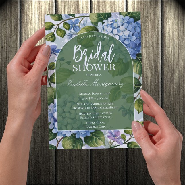 Invitation Romantic Blue Hydrangea Garden Bridal Shower (Romantic Blue Hydrangea Garden Bridal Shower Invitations
)