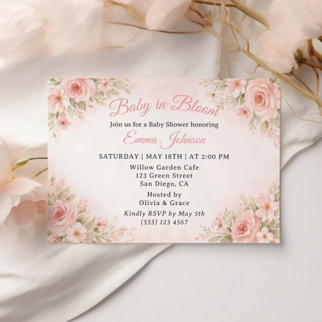 Invitation Romantic Blush Garden Baby in Bloom Invite (Créateur téléchargé)