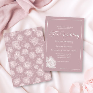 Invitation Romantic Blush Pink and White Floral Wedding