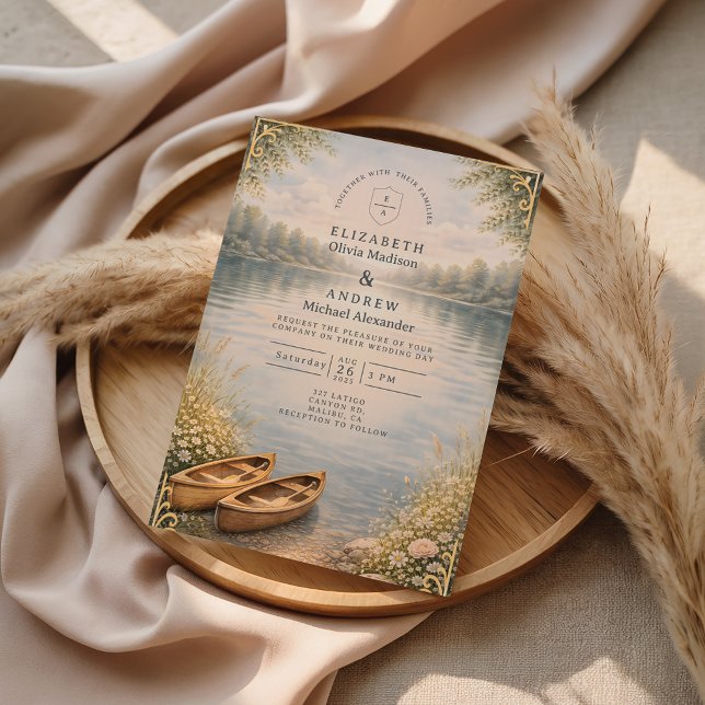 Invitation Romantic Canoe Lake Forest Wedding (Créateur téléchargé)