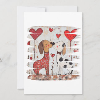 Invitation Romantic Dogs with Heart Balloons