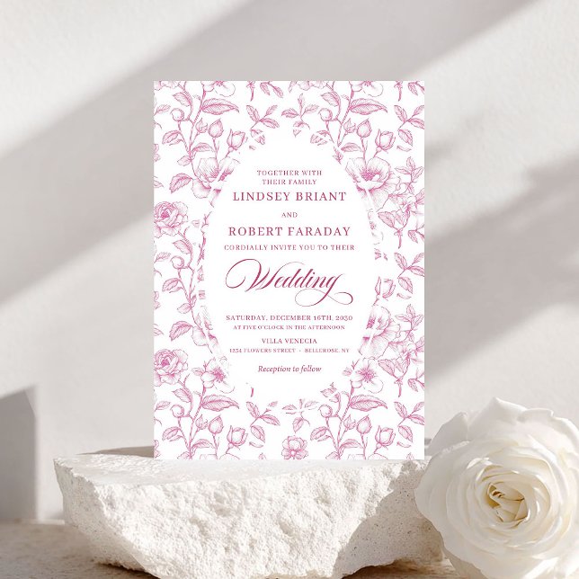 Invitation Romantic Dusty Pink Roses Pattern Wedding Invite (Romantic Dusty Pink Roses Pattern Wedding Invitation)