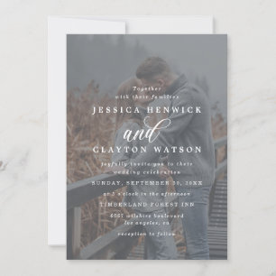 Invitation Romantic Elegant 4 Photo Vellum Overlay Mariage