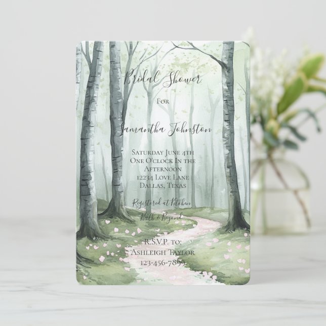 Invitation Romantic Enchanted Forest Bridal Shower (Debout devant)