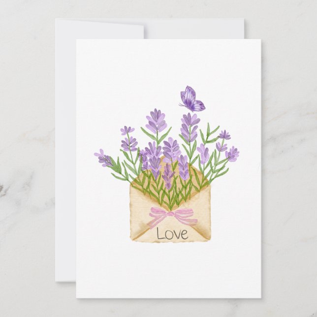 Invitation Romantic Floral Illustration with Love Message (Devant)