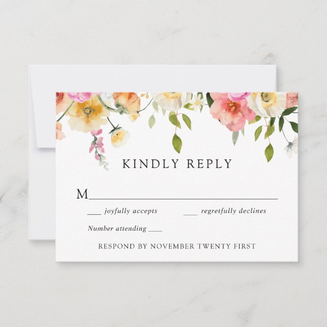 Invitation Romantic Garden Wedding RSVP Response  (Devant)