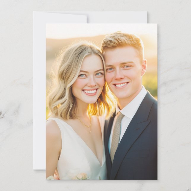 Invitation Romantic Golden Photo (Devant)