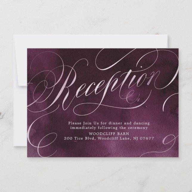 Invitation Romantic Moody prum calligraphie mariage réception (Devant)