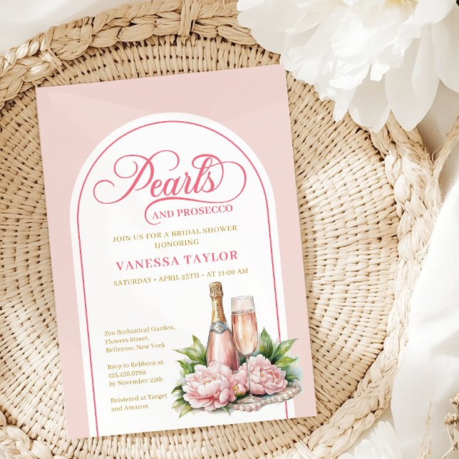 Invitation Romantic pearls and prosecco invite watercolor (Romantic pearls and prosecco invite watercolor

)