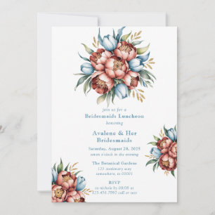 Invitation Romantic Peonies & Tulipes Bridesmaiers Déjeuner