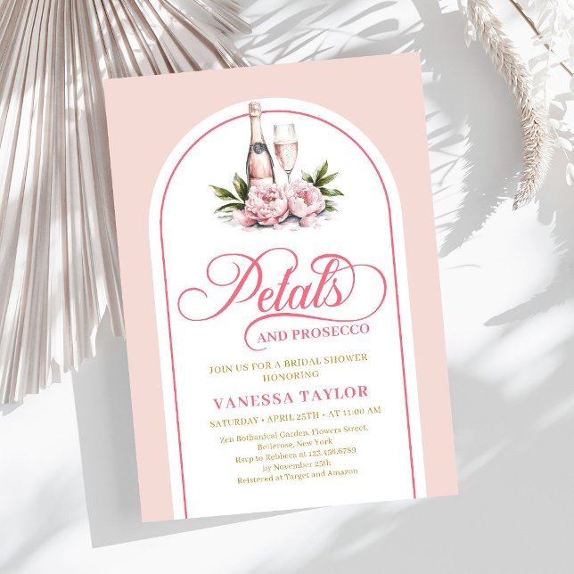 Invitation Romantic petals and prosecco invite editable  (Romantic petals and prosecco invite editable tag

)