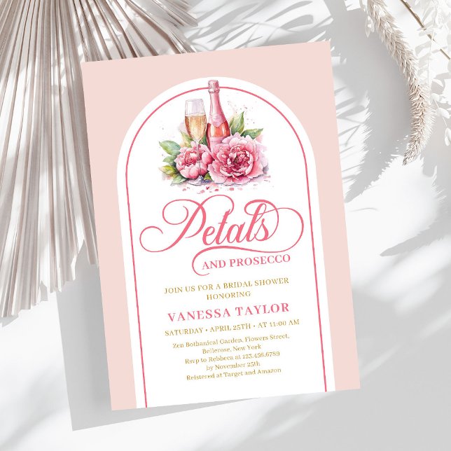 Invitation Romantic petals and prosecco watercolor shower (Romantic petals and prosecco watercolor shower)