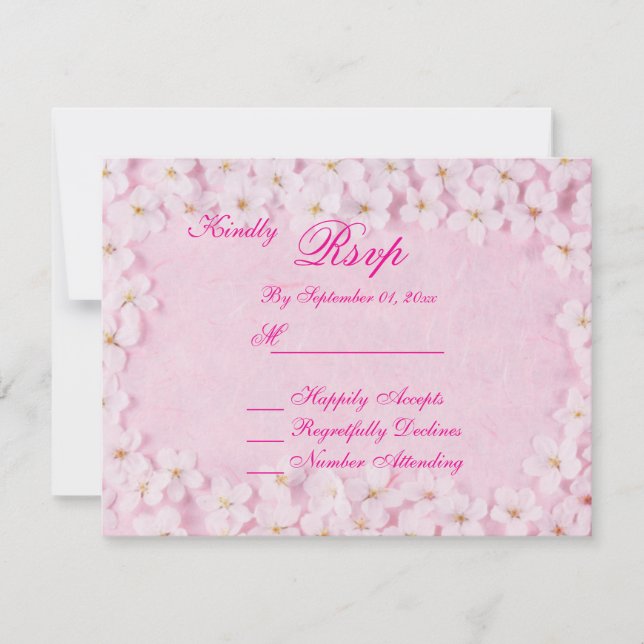 Invitation Romantic Pink Floral Wedding RSVP Card (Devant)