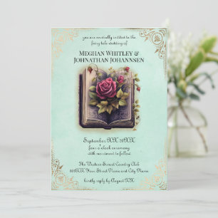 Invitation Romantic Storybook Fairy Tale Mariage sur Turquois