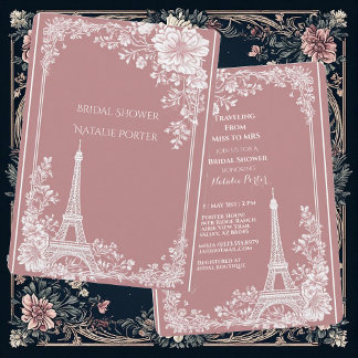 Invitation Romantic Traveling from Miss to Mrs Bridal Shower 