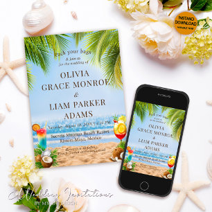 Invitation Romantic Tropical Beach Destination Mariage
