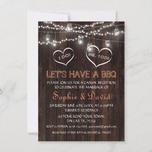 Invitation Romantic Vintage String Lights Old Barn I DO BBQ