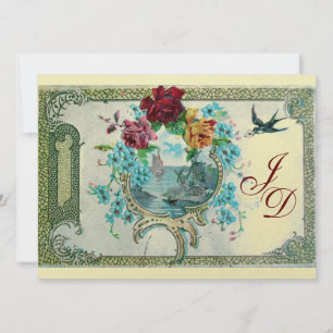 Invitation ROMANTİCA 3 MONOGRAM or papier métallique