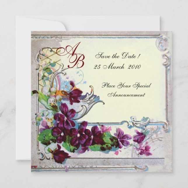 Invitation ROMANTICA 4 MONOGRAM 2, papier métallique or (Devant)