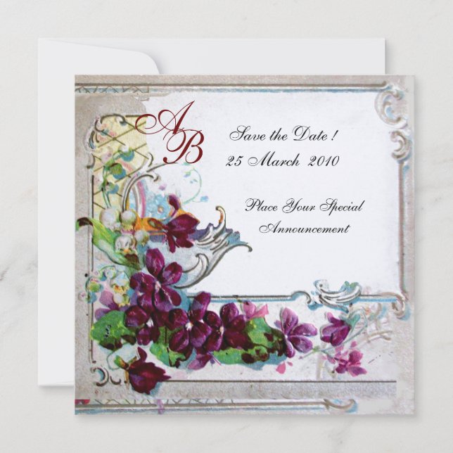 Invitation ROMANTICA 4 MONOGRAM 2, papier métallique or (Devant)